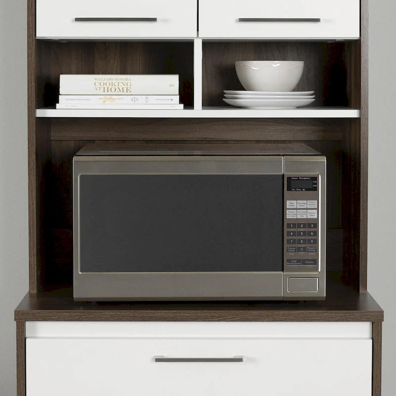 Meuble de rangement autoportant | Armoire de cuisine haute, étagères réglables, blanc