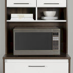 Meuble de rangement autoportant | Armoire de cuisine haute, étagères réglables, blanc