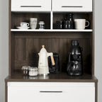 Meuble de rangement autoportant | Armoire de cuisine haute, étagères réglables, blanc