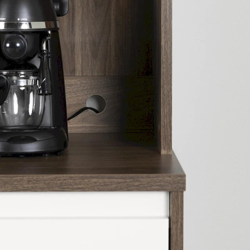 Meuble de rangement autoportant | Armoire de cuisine haute, étagères réglables, blanc