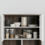 Meuble de rangement autoportant | Armoire de cuisine haute, étagères réglables, blanc