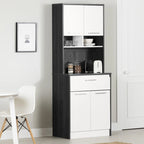 Meuble de rangement autoportant | Armoire de cuisine haute, étagères réglables, blanc