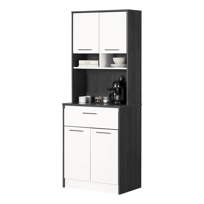 Meuble de rangement autoportant | Armoire de cuisine haute, étagères réglables, blanc