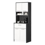 Meuble de rangement autoportant | Armoire de cuisine haute, étagères réglables, blanc