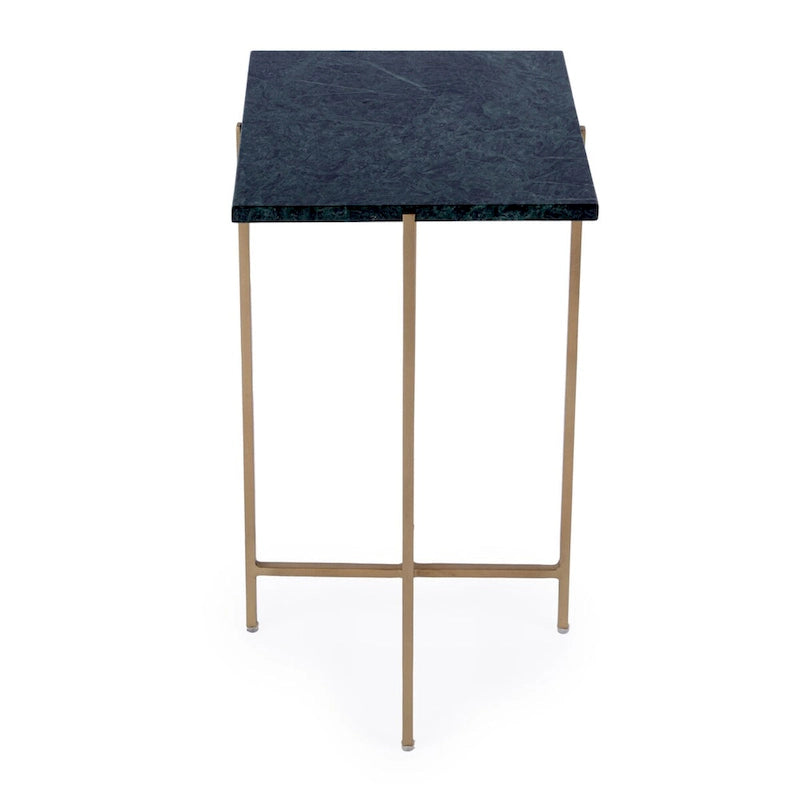 Table d'appoint carrée en marbre et métal | Base dorée élégante, Table d'appoint de salon
