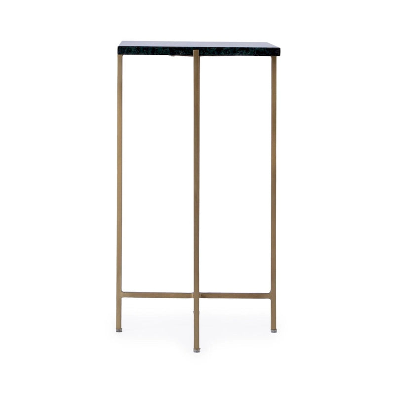 Table d'appoint carrée en marbre et métal | Base dorée élégante, Table d'appoint de salon