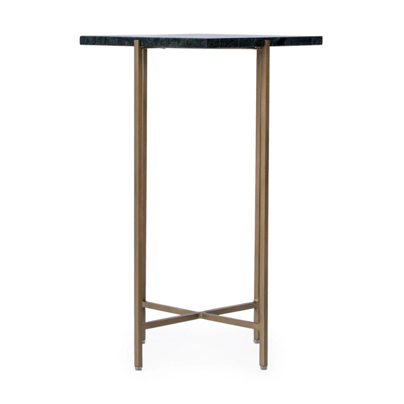Table d'appoint carrée en marbre et métal | Base dorée élégante, Table d'appoint de salon