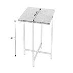Table d'appoint carrée en marbre et métal | Base dorée élégante, Table d'appoint de salon