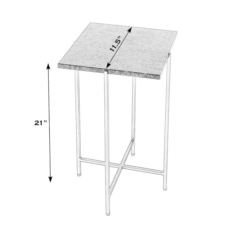 Table d'appoint carrée en marbre et métal | Base dorée élégante, Table d'appoint de salon