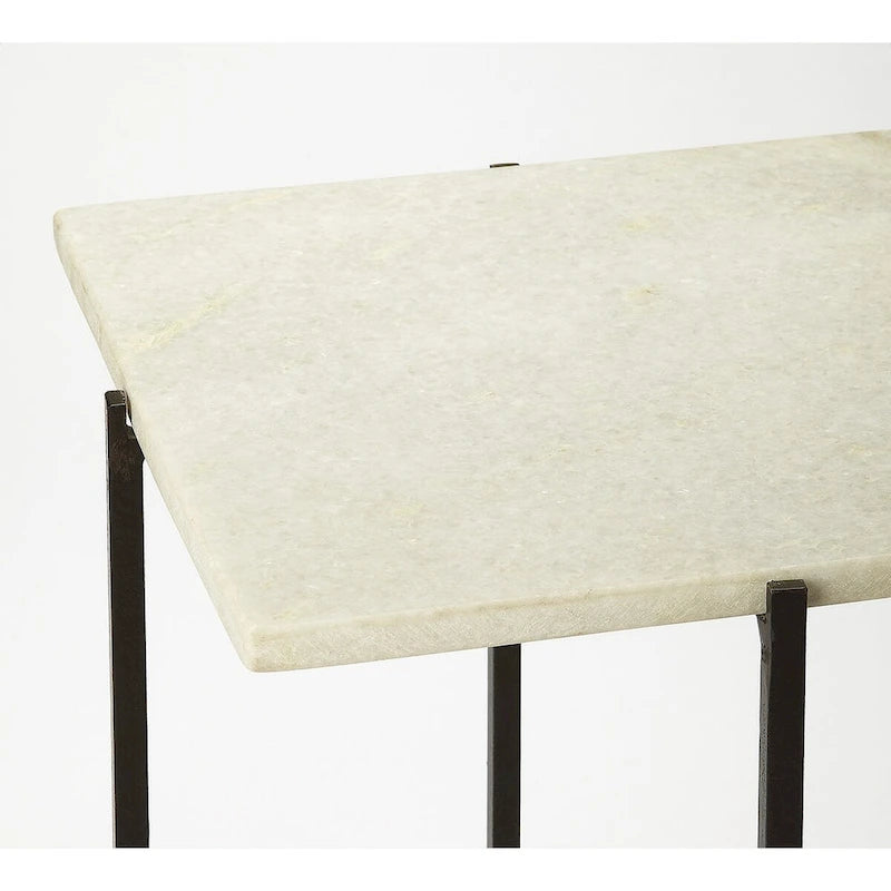 Table d'appoint carrée en marbre et métal | Base dorée élégante, Table d'appoint de salon