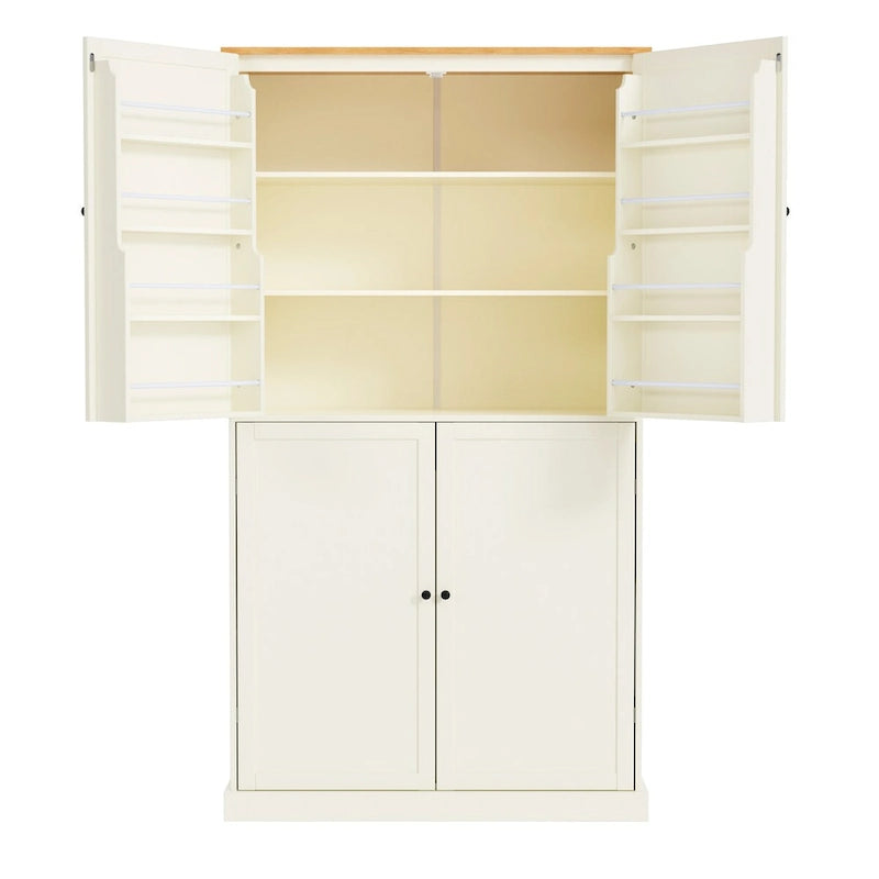 Meuble de rangement de cuisine autoportant de 180 cm | 2 tiroirs, étagères réglables, 8 étagères de porte