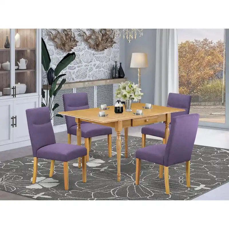 Ensemble table de salle à manger rectangulaire en bois avec chaises | Bois massif, style classique, pour 4-6 personnes