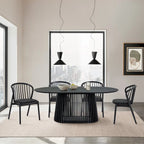 Ensemble de salle à manger ovale 5 pièces | Table ronde et 4 chaises rembourrées, salle à manger moderne