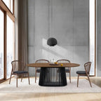 Ensemble de salle à manger ovale 5 pièces | Table ronde et 4 chaises rembourrées, salle à manger moderne