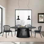 Ensemble de salle à manger ovale 5 pièces | Table ronde et 4 chaises rembourrées, salle à manger moderne