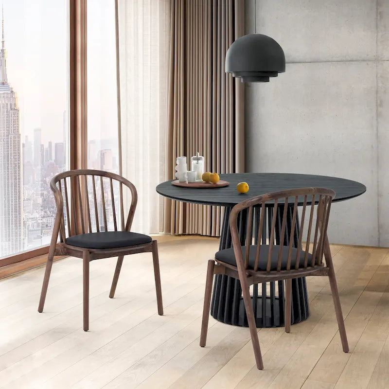 Ensemble de salle à manger ovale 5 pièces | Table ronde et 4 chaises rembourrées, salle à manger moderne