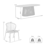 Ensemble de salle à manger ovale 5 pièces | Table ronde et 4 chaises rembourrées, salle à manger moderne