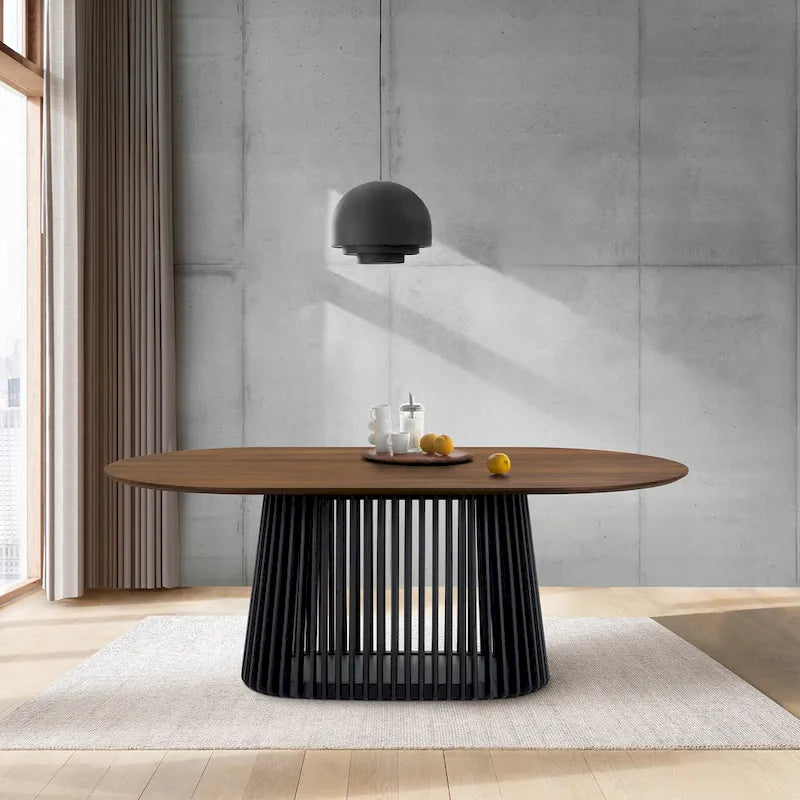 Ensemble de salle à manger ovale 5 pièces | Table ronde et 4 chaises rembourrées, salle à manger moderne