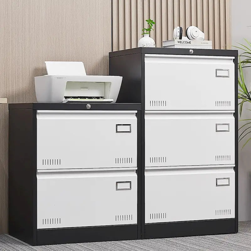 Classeur latéral métallique à 3 tiroirs verrouillables | Rangement pour bureau à domicile, assemblage requis