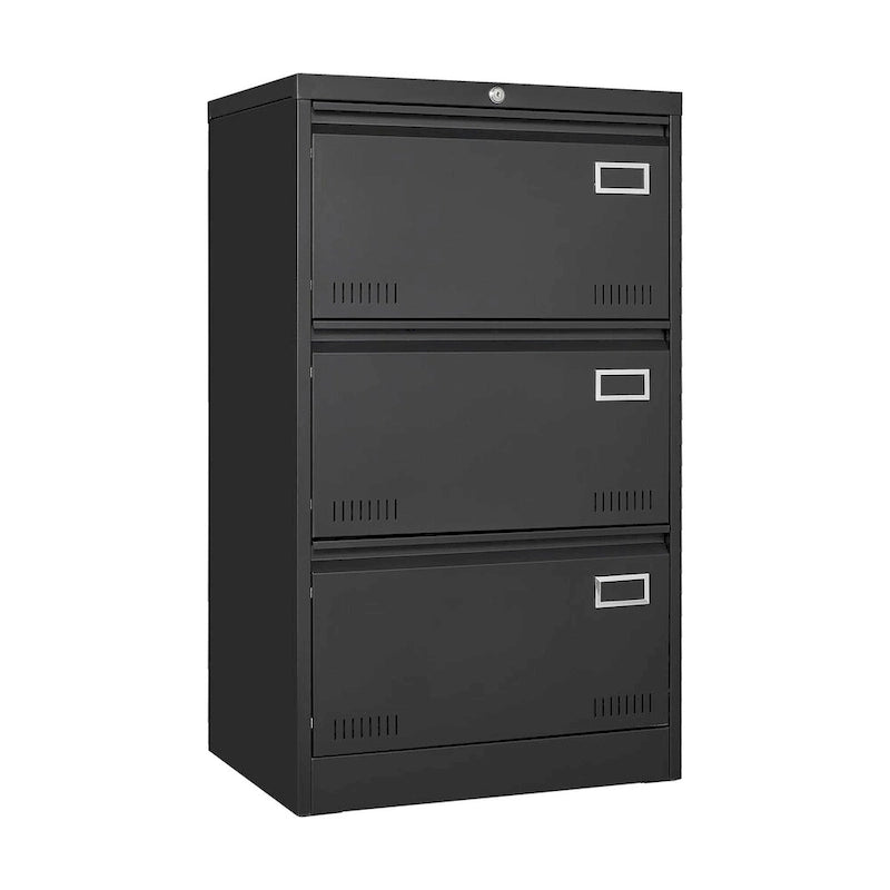 Classeur latéral métallique à 3 tiroirs verrouillables | Rangement pour bureau à domicile, assemblage requis