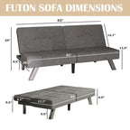 Canapé-lit futon convertible moderne rembourré en lin pour petit espace de vie