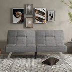 Canapé-lit futon convertible moderne rembourré en lin pour petit espace de vie