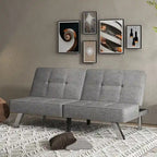 Canapé-lit futon convertible moderne rembourré en lin pour petit espace de vie