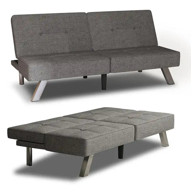 Canapé-lit futon convertible moderne rembourré en lin pour petit espace de vie