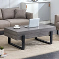 Table basse en MDF aspect bois gris rustique | Pieds en métal noir, salon
