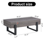 Table basse en MDF aspect bois gris rustique | Pieds en métal noir, salon