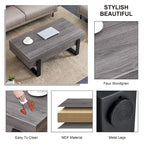 Table basse en MDF aspect bois gris rustique | Pieds en métal noir, salon