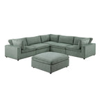 Canapé d'angle modulaire en velours côtelé 6 pièces avec ottoman