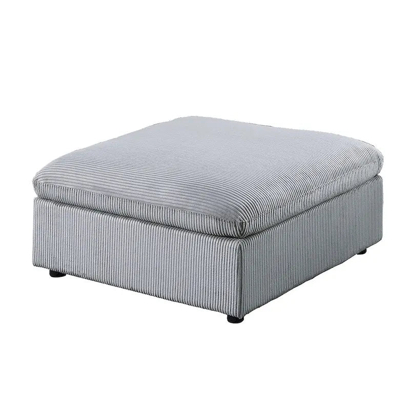 Canapé d'angle modulaire en velours côtelé 6 pièces avec ottoman
