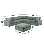 Canapé d'angle modulaire en velours côtelé 6 pièces avec ottoman