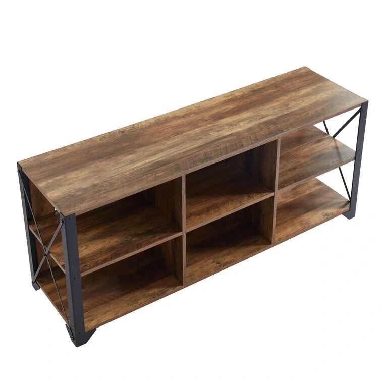 Meuble TV console en bois massif | Rangement ouvert, meuble de salon, pour le salon