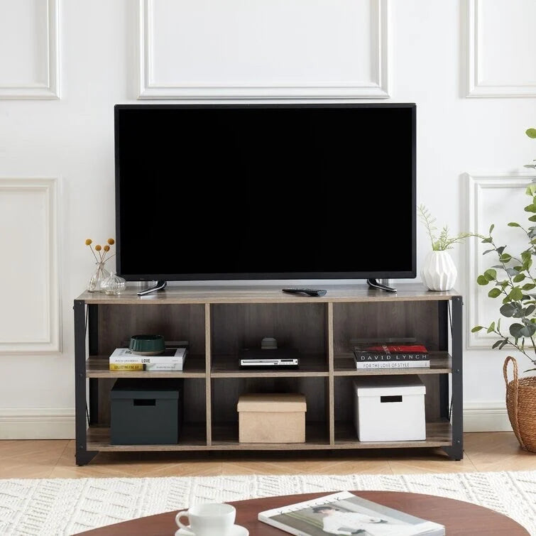 Meuble TV console en bois massif | Rangement ouvert, meuble de salon, pour le salon