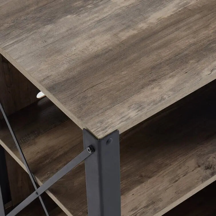 Meuble TV console en bois massif | Rangement ouvert, meuble de salon, pour le salon