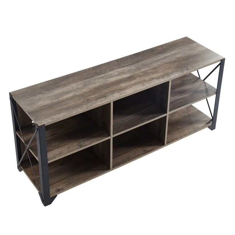Meuble TV console en bois massif | Rangement ouvert, meuble de salon, pour le salon
