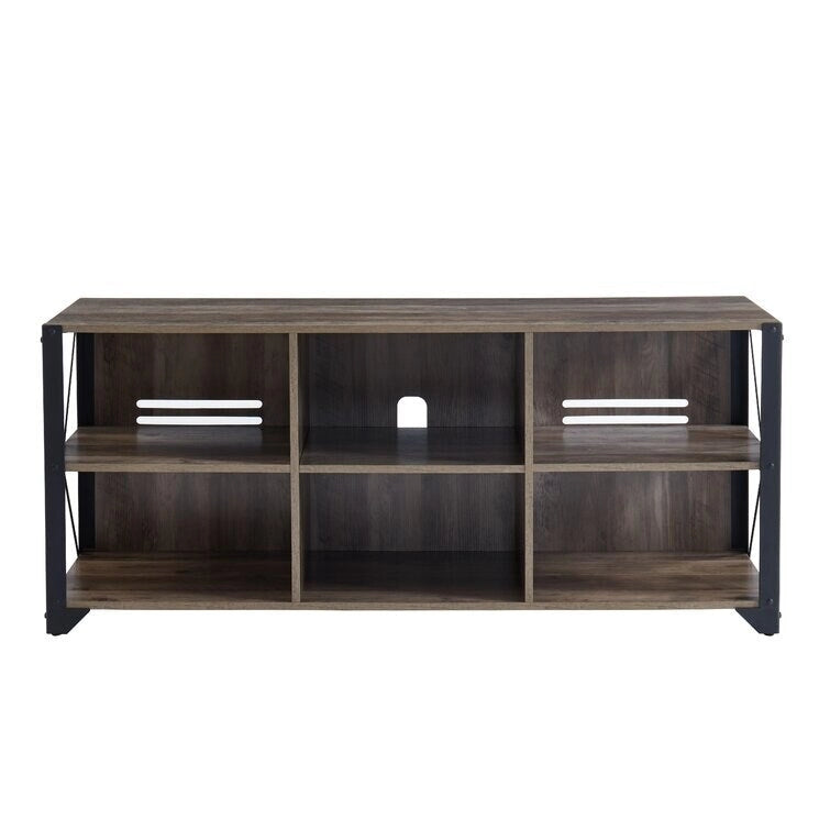 Meuble TV console en bois massif | Rangement ouvert, meuble de salon, pour le salon