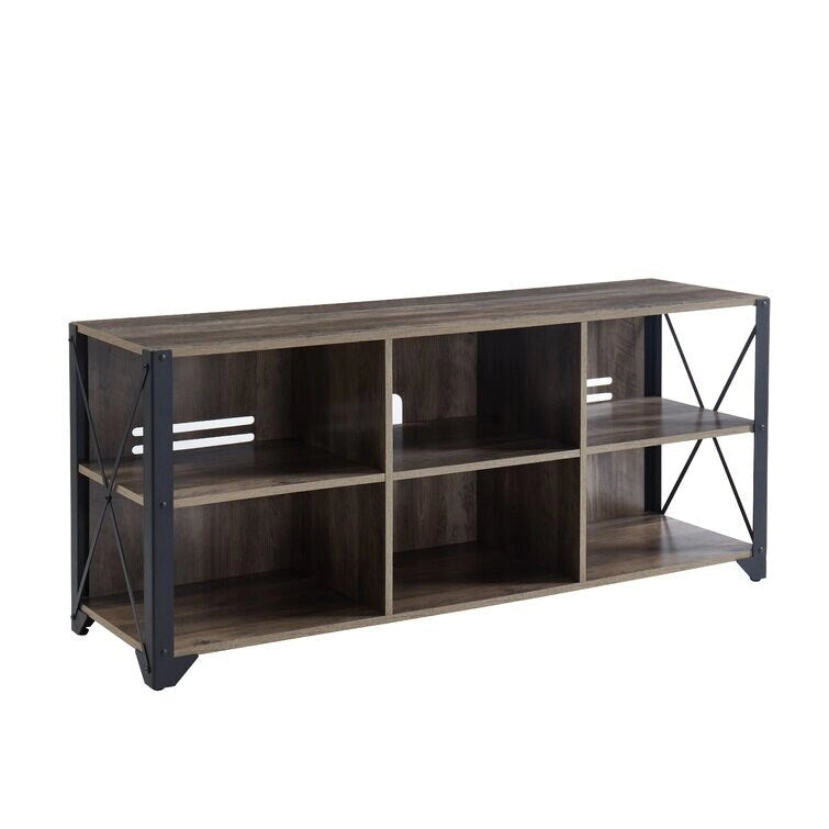 Meuble TV console en bois massif | Rangement ouvert, meuble de salon, pour le salon