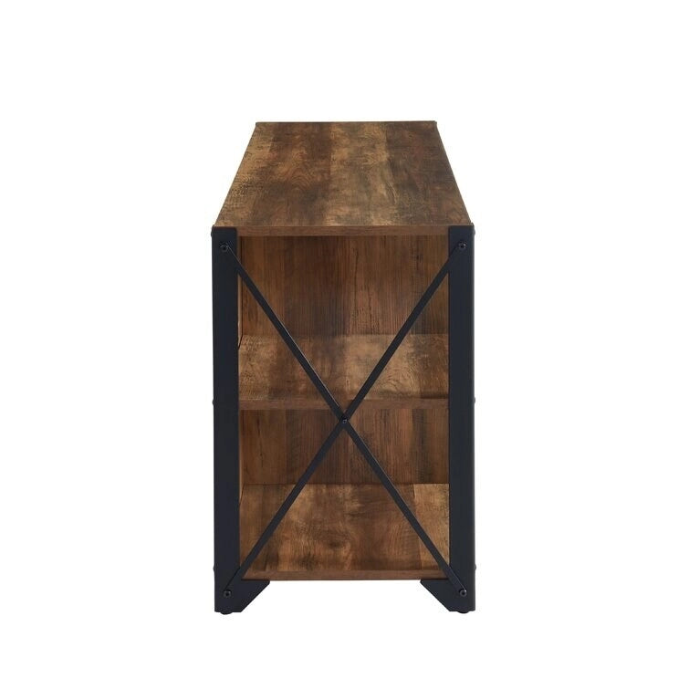 Meuble TV console en bois massif | Rangement ouvert, meuble de salon, pour le salon