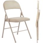 Lot de 2 chaises pliantes rembourrées en cuir | Cadre métallique robuste, pour la maison, le bureau et les fêtes