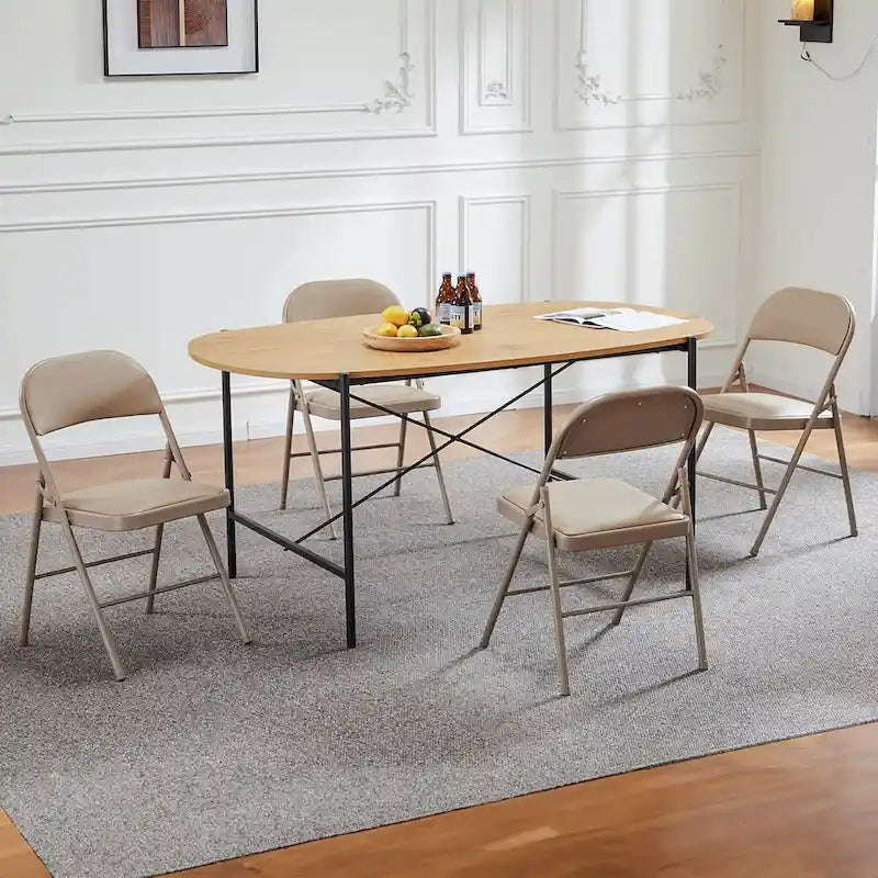 Lot de 2 chaises pliantes rembourrées en cuir | Cadre métallique robuste, pour la maison, le bureau et les fêtes