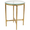 Table d'appoint en aluminium texturé avec plateau en verre | Doré ou argenté, accent de salon moderne