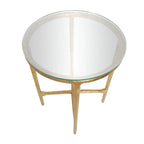 Table d'appoint en aluminium texturé avec plateau en verre | Doré ou argenté, accent de salon moderne