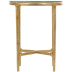 Table d'appoint en aluminium texturé avec plateau en verre | Doré ou argenté, accent de salon moderne