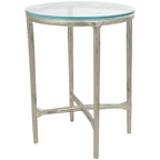 Table d'appoint en aluminium texturé avec plateau en verre | Doré ou argenté, accent de salon moderne