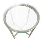Table d'appoint en aluminium texturé avec plateau en verre | Doré ou argenté, accent de salon moderne