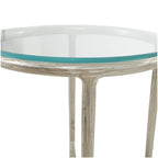 Table d'appoint en aluminium texturé avec plateau en verre | Doré ou argenté, accent de salon moderne