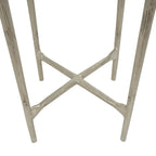 Table d'appoint en aluminium texturé avec plateau en verre | Doré ou argenté, accent de salon moderne
